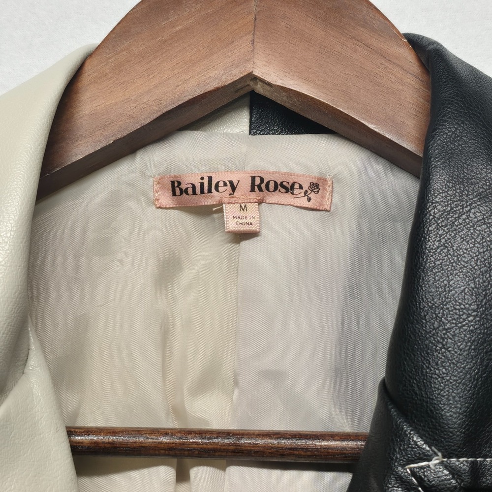 Bailey Rose Women's Colorblock Faux Leather Moto Jacket Size Medium - Picture 2 of 10